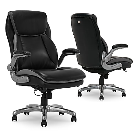 Serta Smart Layers Brinkley Ergonomic Bonded Leather High Back Executive  Chair BrownSilver - Office Depot