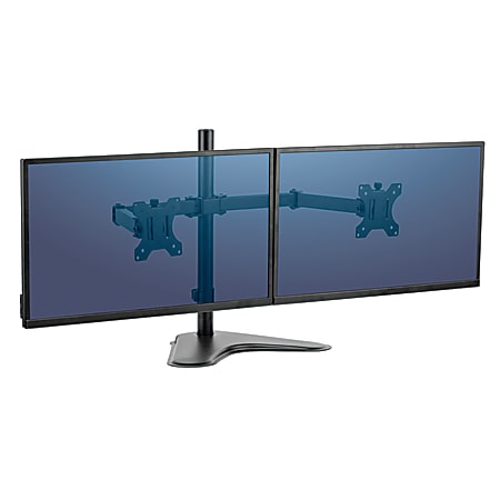 Fellowes® Professional Series Freestanding Dual Horizontal Arm For Monitors Up To 30", 19 1/2"H x 35"W x 11"D, Black, 8043701
