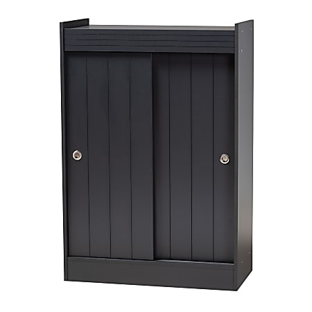 Baxton Studio Leone 2-Door Entryway Shoe Storage Cabinet, Charcoal