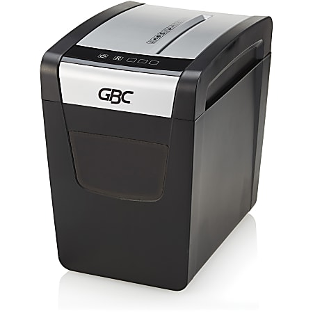 GBC ShredMaster PSX12-06 Cross-Cut Paper Shredder - Non-continuous Shredder - Super Cross Cut - 10 Per Pass - for shredding Staples, Paper Clip - P-3 - 5.90 ft/min - 9" Throat - 6 Minute Run Time - 6 gal Wastebin Capacity - Black, Chrome