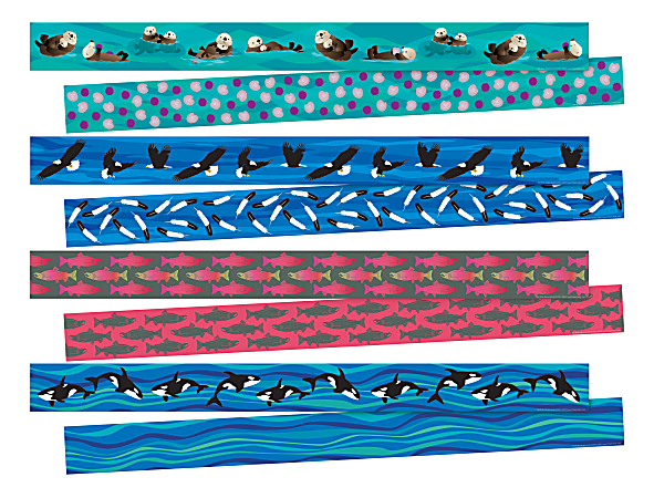 Barker Creek Sea & Sky Double-Sided 4-Design Trimmers, 2-1/4" x 36", Multicolor, Set Of 52