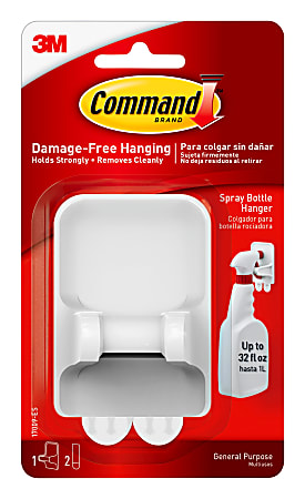 Command Spray Bottle Hanger, White, 2.5 lb, 1 Hanger, 2 Large Strips/pack