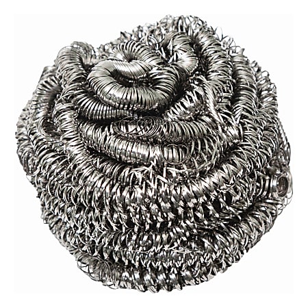 Genuine Joe Stainless-Steel Scrubbers, 3", Pack Of 12 Scrubbers