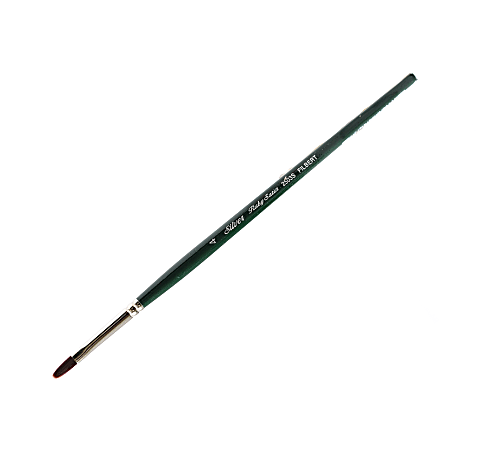 Silver Brush Ruby Satin Series Short-Handle Paint Brush 2503S, Size 4, Filbert Bristle, Synthetic, Multicolor