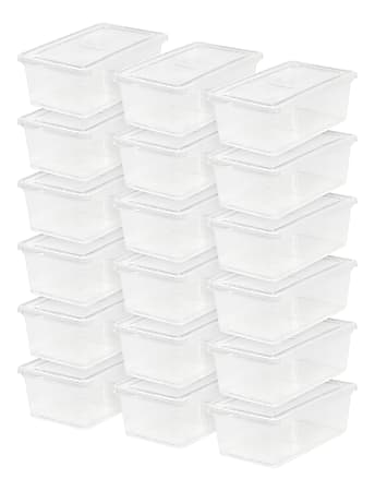 IRIS® Plastic Storage Containers, 6 Quarts, 4 7/8" x 8 1/4" x 14 1/4", Clear, Case Of 18
