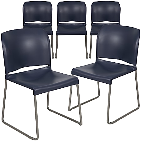 Flash Furniture HERCULES Series Full-Back Contoured Stack Chairs, Blue/Gray, Set Of 5 Chairs