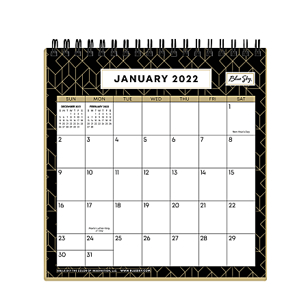 Blue Sky™ RY22 Monthly Desk Calendar, 6”H x 6”W, Virginia, January To December 2022, 136577
