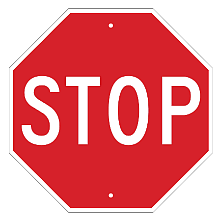 Brady "STOP" Sign, 18" x 18", Red/White