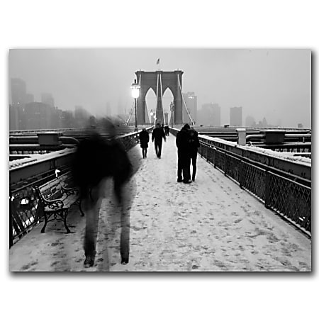 Trademark Global Love On The Brooklyn Bridge Gallery-Wrapped Canvas Print By Yale Gurney, 18"H x 24"W