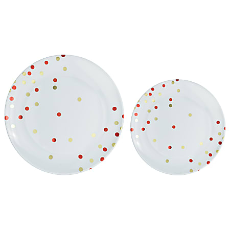 Amscan Round Hot-Stamped Plastic Plates, Red, Pack Of 20 Plates