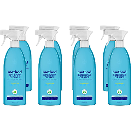 Method Daily Shower Spray Cleaner - 28 fl oz (0.9 quart) - Eucalyptus Mint Scent - 8 / Carton - Pleasant Scent, Non-toxic, Disinfectant - Blue