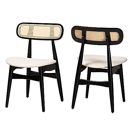 Baxton Studio Tarana 2-Piece Dining Chair Set, Cream/Black