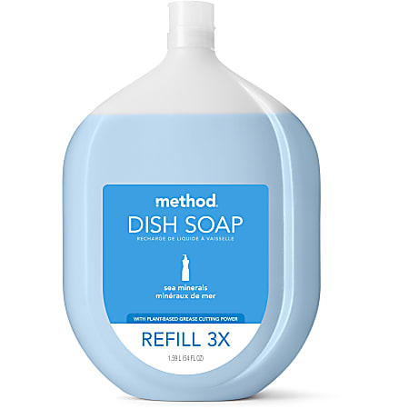 Method Dish Soap Refill - 36 fl oz (1.1 quart) - Sea Mineral Scent - 6 / Carton - Light Blue