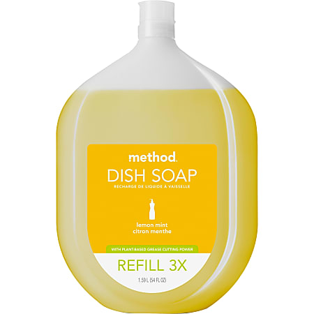 Method® Concentrate Gel Dish Soap Refill, Lemon Scent, 54 Oz Bottle, Carton Of 6 Bottles