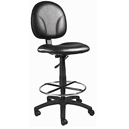 Boss Office Products Drafting Stool With Antimicrobial Protection, Footring, Black