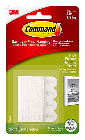 Command Large Picture Hanging Strips 20 Pairs 40 Command Strips Damage Free  White - Office Depot