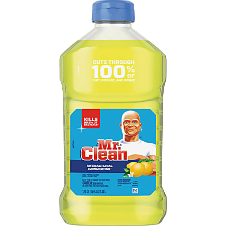 Mr. Clean Antibacterial Cleaner - 45 fl oz (1.4 quart) - Summer Citrus Scent - 1 Bottle - Anti-bacterial - Yellow