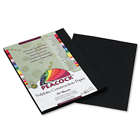 Pacon Peacock Sulphite Construction Paper, 76 lb. , 9" x 12", Black 50 Sheets