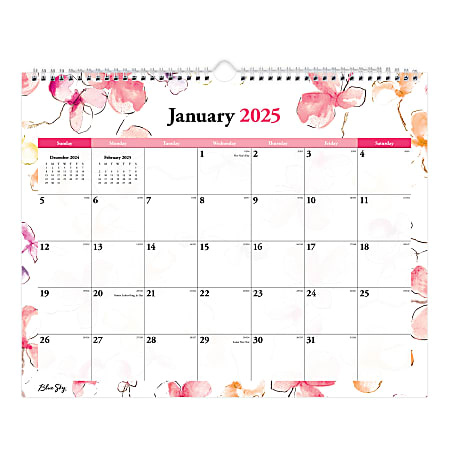 2025 Blue Sky Monthly Wall Calendar, 15” x 12”, Lindley, January 2025 To December 2025