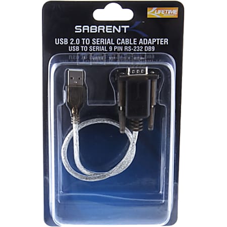 Sabrent USB 2.0 To 9-Pin DB-9 RS-232 Serial Adapter Cable, 1', SBT-USC1K