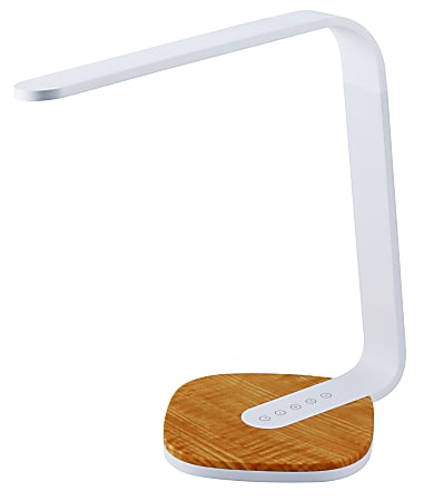 BLACK+DECKER LED Desk Lamp With Wood Grain Base, 14-1/2"H, White