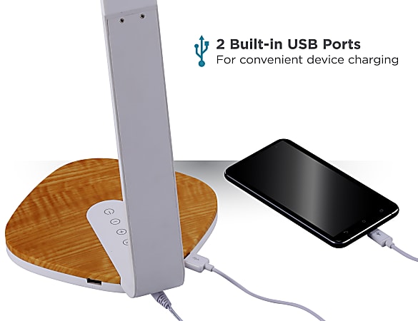 BLACKDECKER LED Desk Lamp With Wood Grain Base 14 12 H White Office Depot