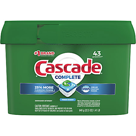 Cascade Complete Dishwasher Packs - Concentrate - 22.50 oz (1.41 lb) - Fresh Scent - 258 / Carton - White