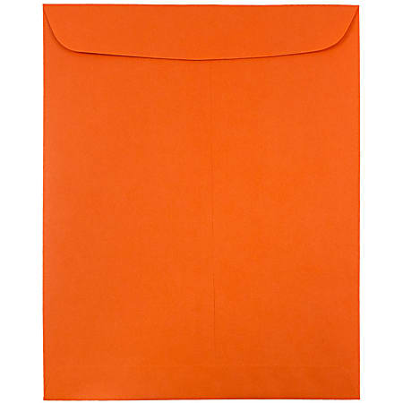 JAM Paper® Open-End 9" x 12" Catalog Envelopes, Gummed Seal, 30% Recycled, Orange, Pack Of 10