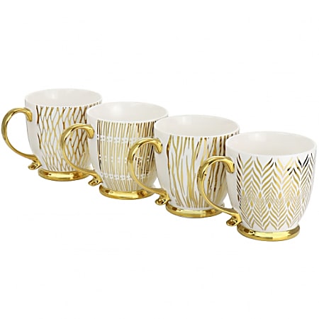 Gibson Home Gold Finch 4-Piece Mug Set, 16.7 Oz, Gold