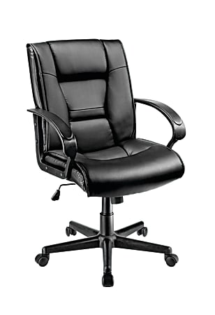 Brenton Studio® Ruzzi Mid-Back Vinyl Chair, Black