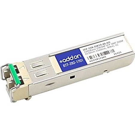 AddOn MSA and TAA Compliant 1000Base-DWDM 100GHz SFP Transceiver (SMF, 1562.23nm, 40km, LC, DOM)