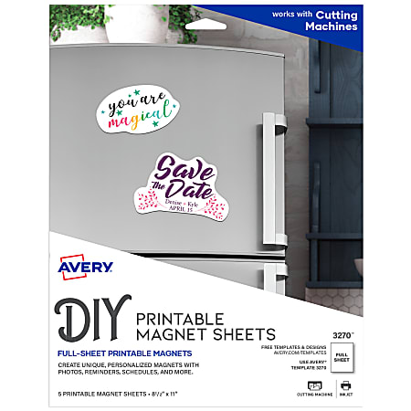 Avery® Inkjet Magnet Sheets, 8 1/2" x 11", Pack Of 5 Sheets