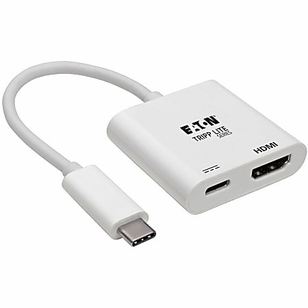 Eaton Tripp Lite Series USB-C to HDMI Adapter (M/F) - 4K 60 Hz, 60W PD Charging, HDCP 2.2, White - 6" HDMI/Thunderbolt 3 A/V Cable  - U44406NH4K6WC