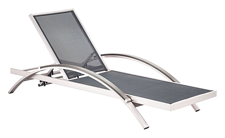 Zuo Modern Metropolitan Outdoor Furniture Chaise Lounge, Gray/Silver