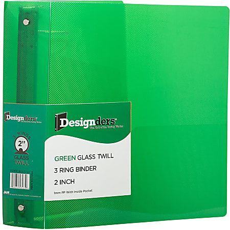 JAM PAPER 3 Ring Plastic Binder, 2 inch, Green, Sold Individually