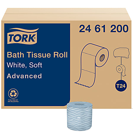 Tork T24 2-Ply Toilet Paper, Advanced, 500 Sheets Per Roll, Case Of 80 Rolls