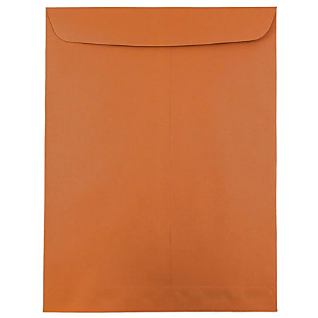 JAM Paper® Open-End 10" x 13" Catalog Envelopes, Gummed Closure, Dark Orange, Pack Of 10