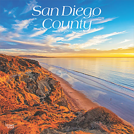 2025 BrownTrout San Diego County Monthly Plastic-Free Square Wall Calendar, 12" x 12", America Regional, January to December 2025, 9781975476045