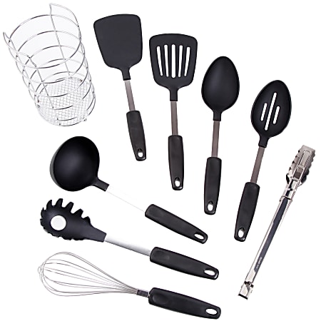 Gibson Chef's Better Basics 9-Piece Utensil Set With Caddy, Black