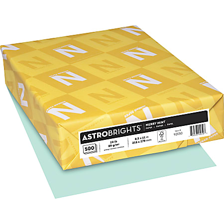 Astrobrights® Astro Laser Inkjet Paper, Letter Size (8-1/2" x 11"), 24 lb, Mint, Ream Of 500 Sheets