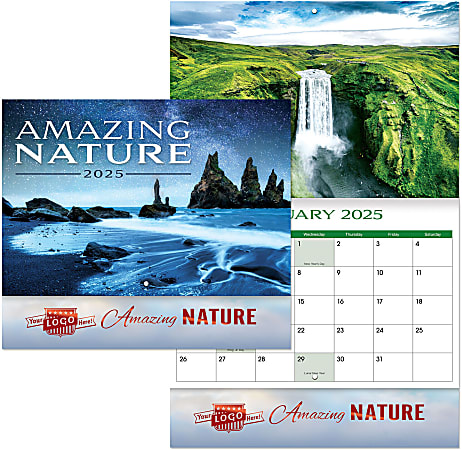 Custom Luxe Amazing Nature Stapled Wall Calendar, 9-1/2" x 11"