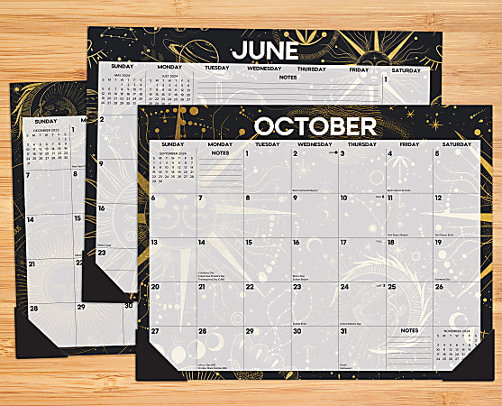 2024 Willow Creek Press Desk Pad Calendar, 22" x 17", Celestial