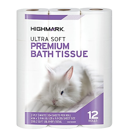 Highmark® TAD Premium 2-Ply Toilet Paper, 3-15/16" x 4", 154 Sheets Per Roll, 12 Rolls Per Pack, Case Of 4 Packs