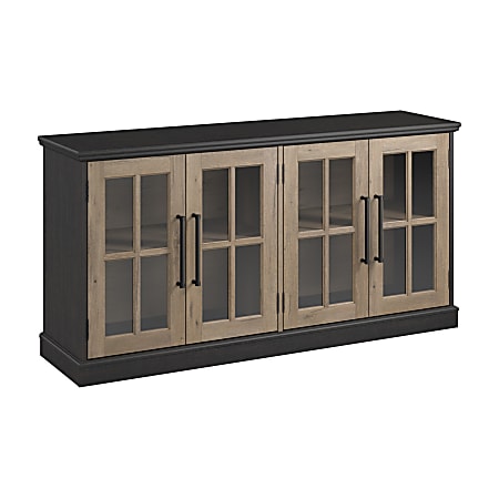 Bush Furniture Westbrook 60"W Sideboard Cabinet, Vintage Black/Restored Tan Hickory, Standard Delivery