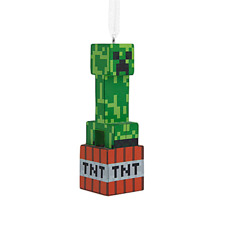 Hallmark Resin Christmas Ornament, 3-1/2&rdquo; x 1&rdquo; x 1&rdquo;, Minecraft Creeper on TNT