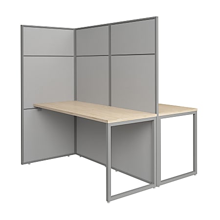 Bush Business Furniture Easy Office 60-inch 2 Person Cubicle Desk with Tall Panels, Natural Elm, Standard Delivery