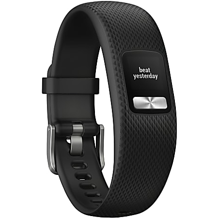 Garmin Vivofit 4 Smart Band - Accelerometer - Calendar, Alarm, Clock Display, Stopwatch, Sleep Monitor - Calories Burned, Distance Traveled, Steps Taken - 0.4" - Bluetooth - Black - Tracking, Swimming, Running, Walking - Water Resistant