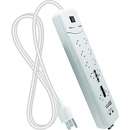 Digital Energy World 12-Outlets Surge Suppressor/Protector - 10x AC Power, 2x USB - 1875 VA - 3500 J - DSS51022WHT