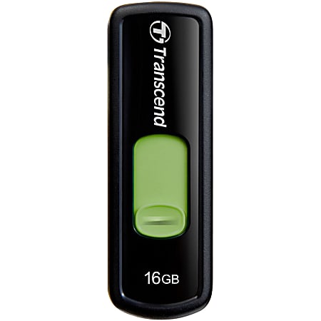 Transcend 16GB JetFlash 500 USB 2.0 Flash Drive - 16 GB - USB 2.0 - Green - Lifetime Warranty
