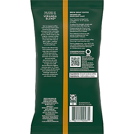 Starbucks Veranda Ground Roast Coffee Single Serve Packets Premium ...